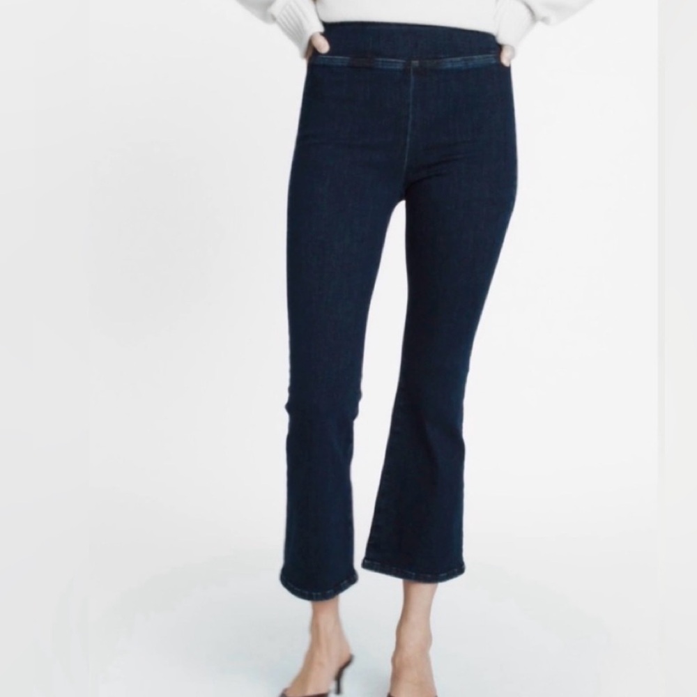 Frame denim le jet set crop mini boot jeans pants black size 1 EUC $198